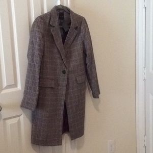 Black and brown houndstooth wool coat